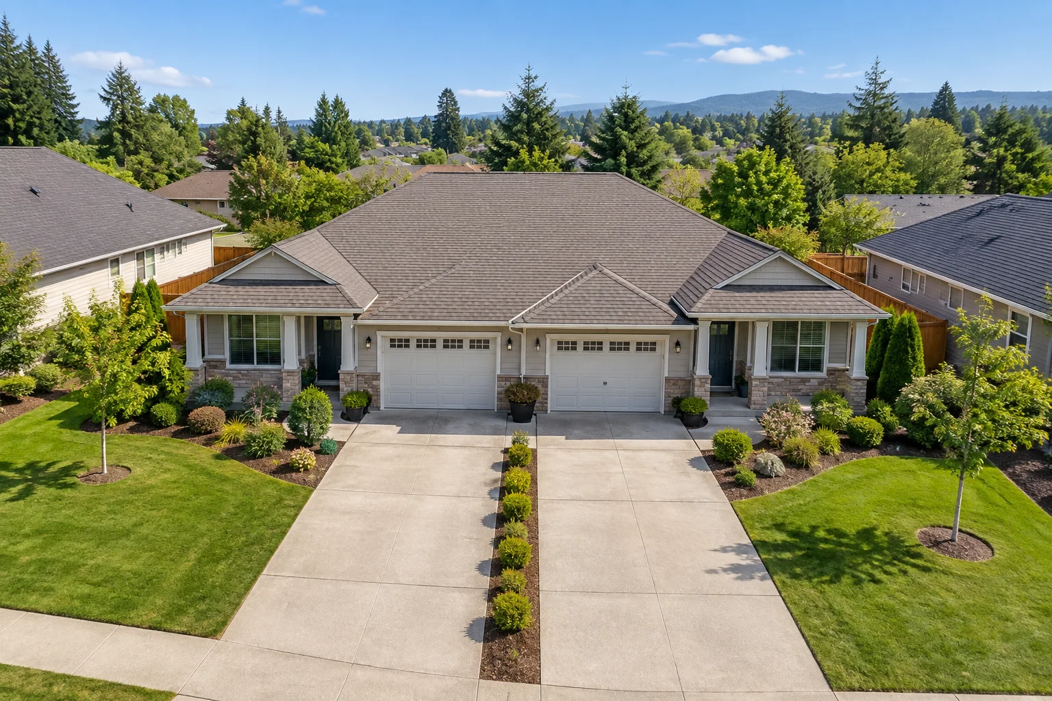 Aerial view of a suburban rental property complex representing the replacement property in a 1031 exchange