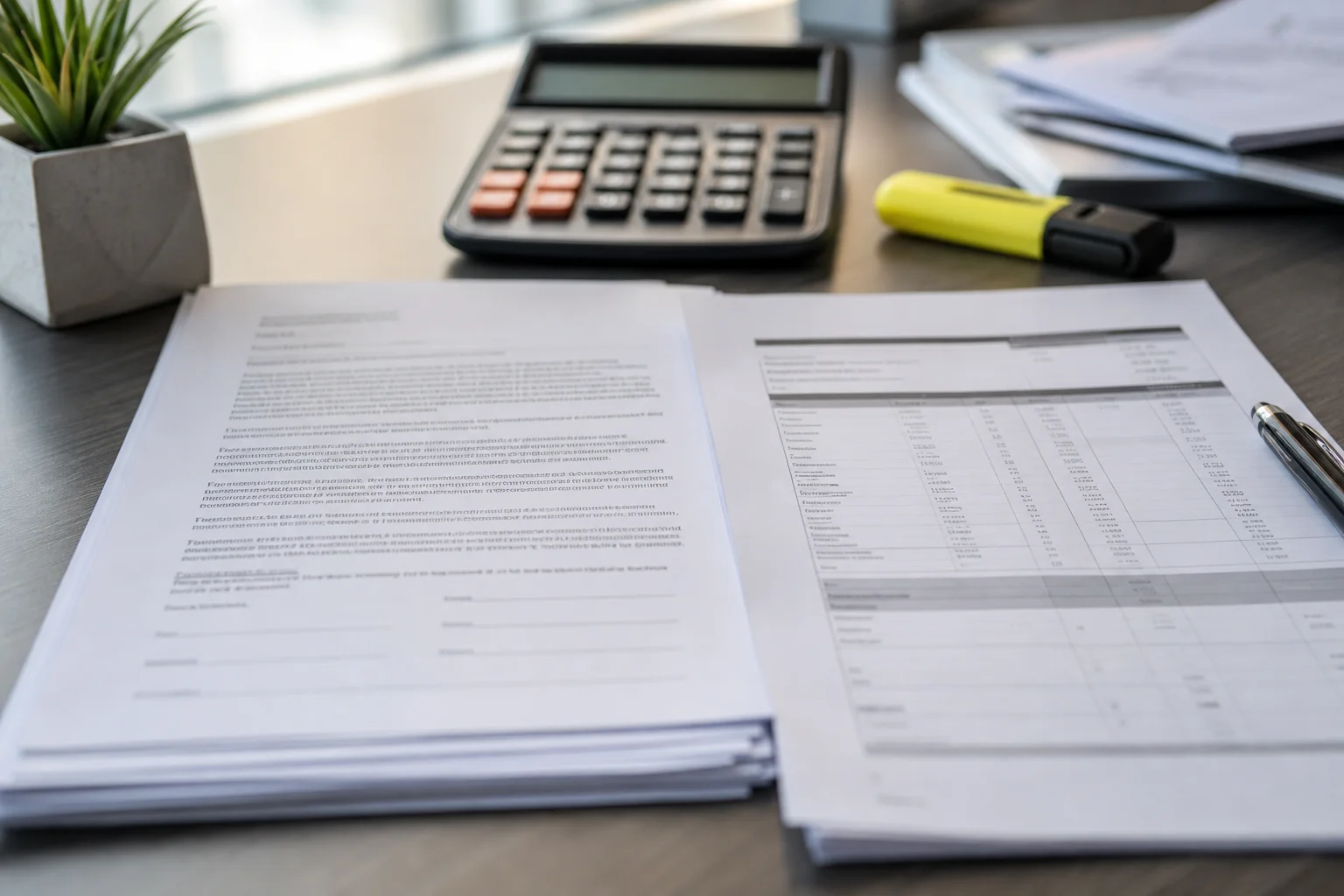 CAM reconciliation and lease documents on a desk representing commercial real estate accounting in Dallas