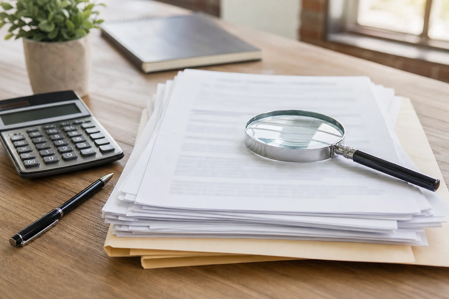 Close-up of a commercial lease document with CAM reconciliation and expense escalation clauses being reviewed