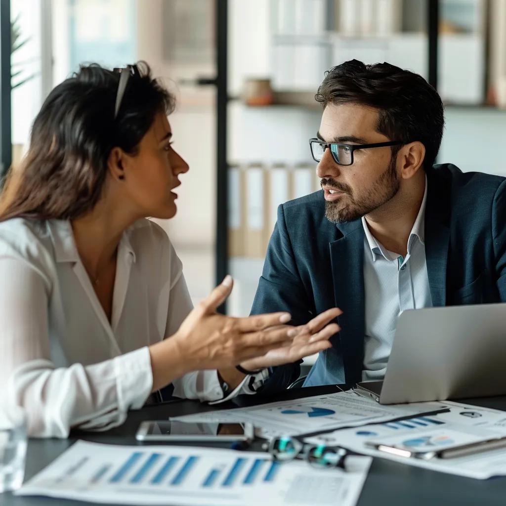 Real estate investor discussing depreciation strategies with a financial advisor in an office