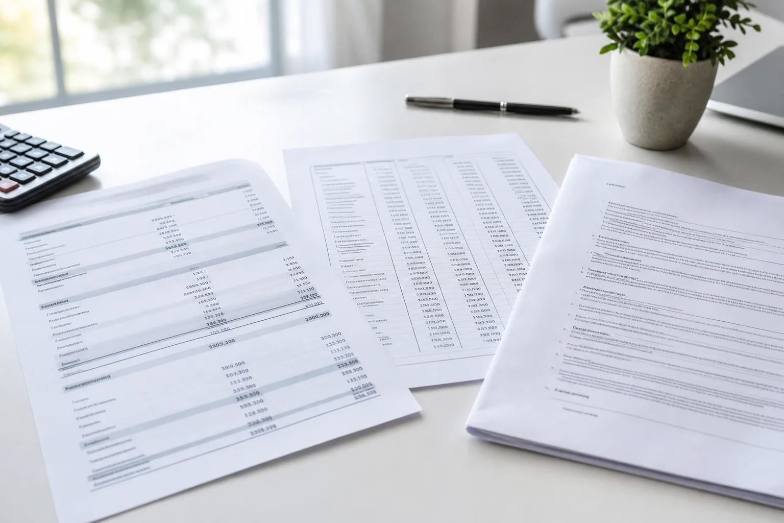 Massachusetts property management owner statement and trust account reconciliation documents on a clean desk surface