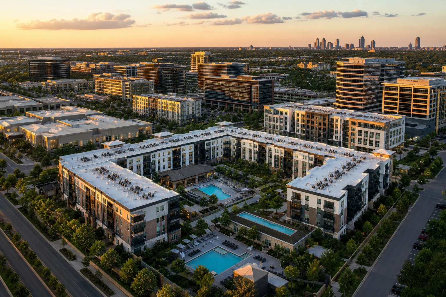 Aerial view of a Dallas multifamily property representing outsourced accounting for property management companies in Dallas