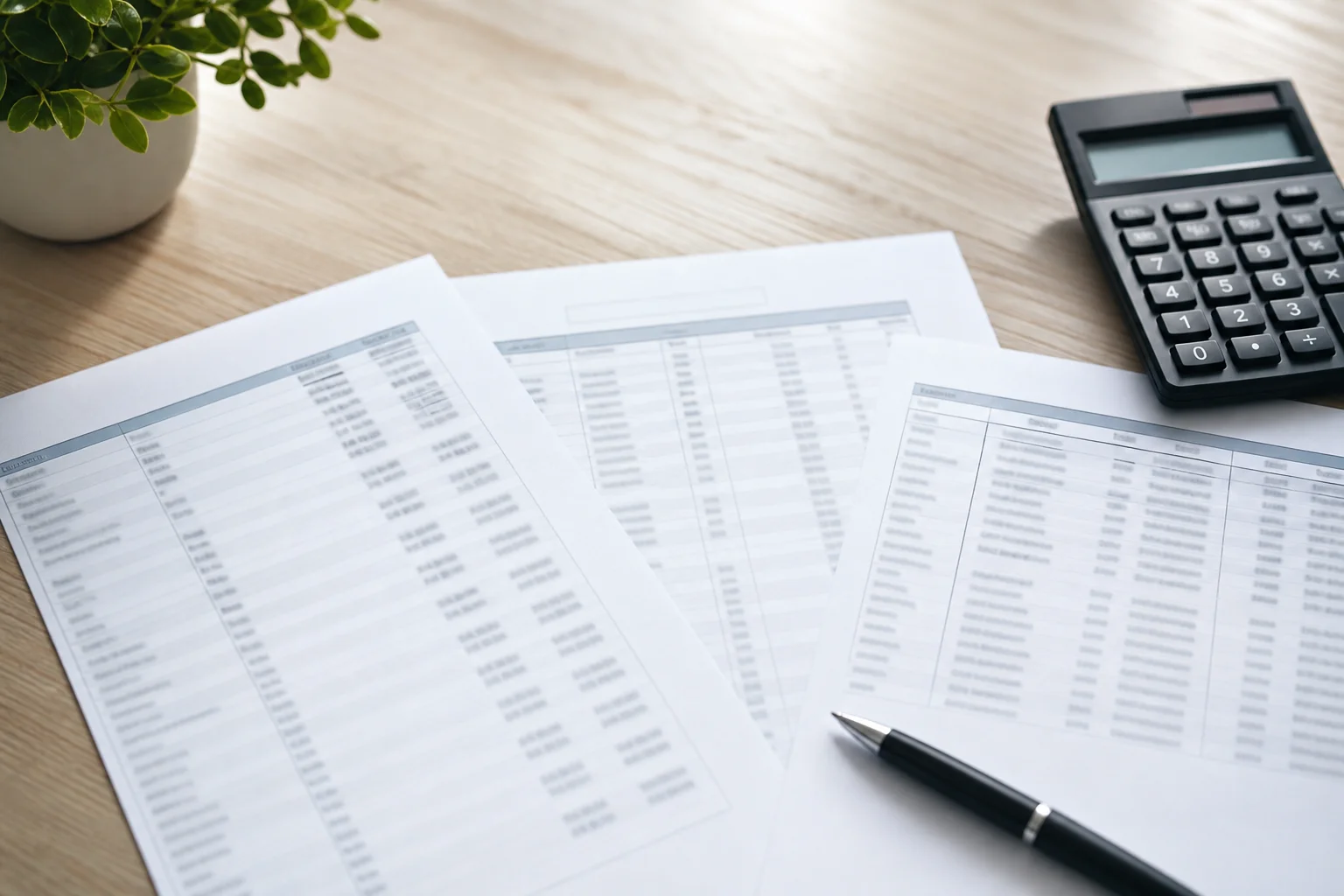 Close-up of three-way trust account reconciliation documents including a bank statement, owner ledger, and tenant ledger