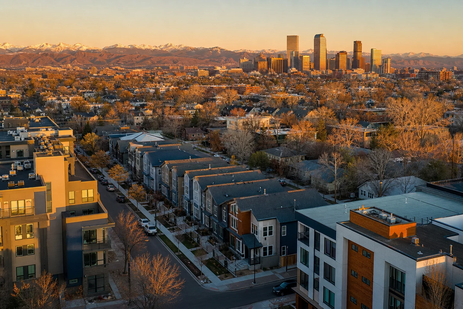 Aerial view of Denver rental properties representing outsourced real estate accounting in Denver