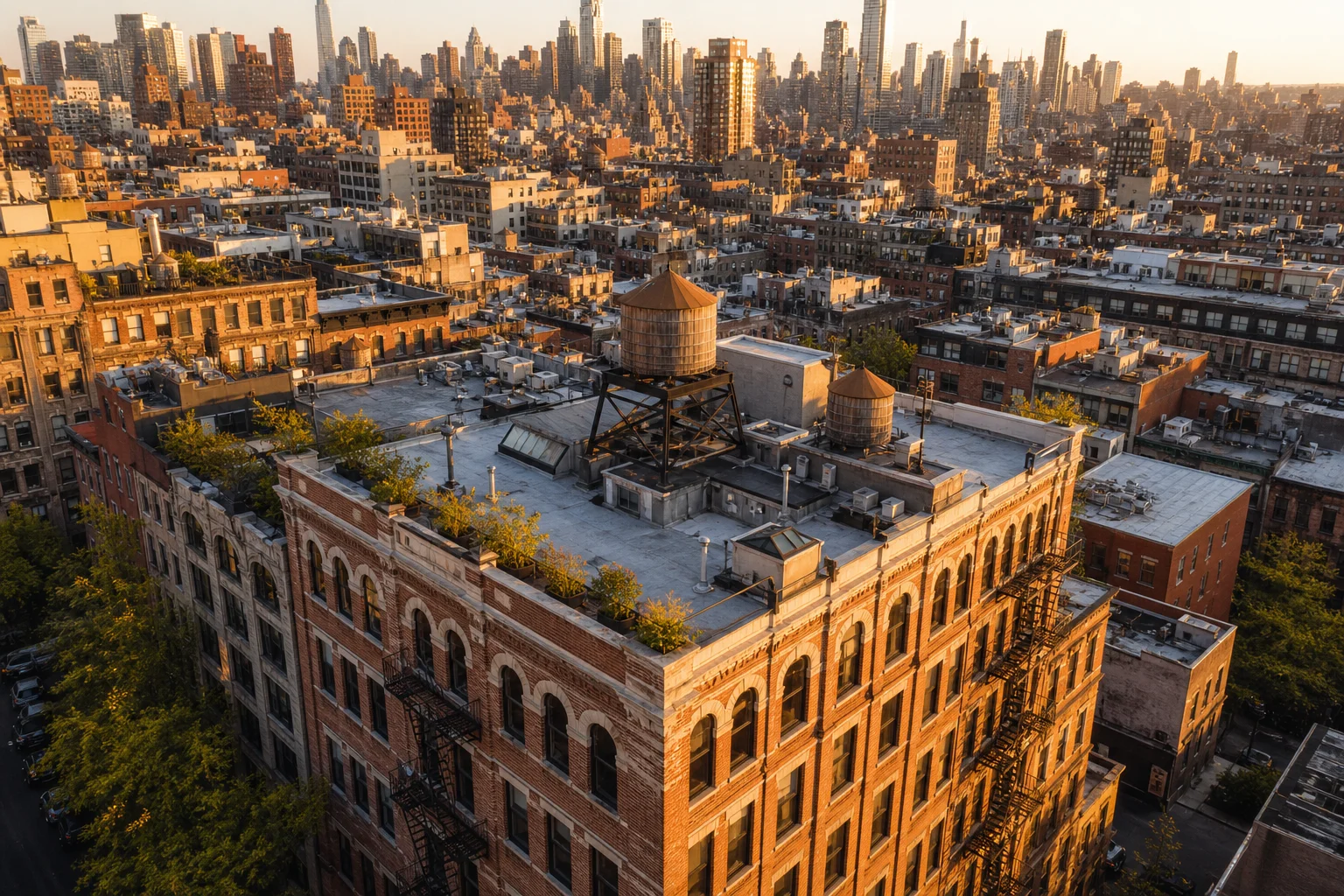Aerial view of a New York City apartment building representing outsourced real estate accounting in New York City