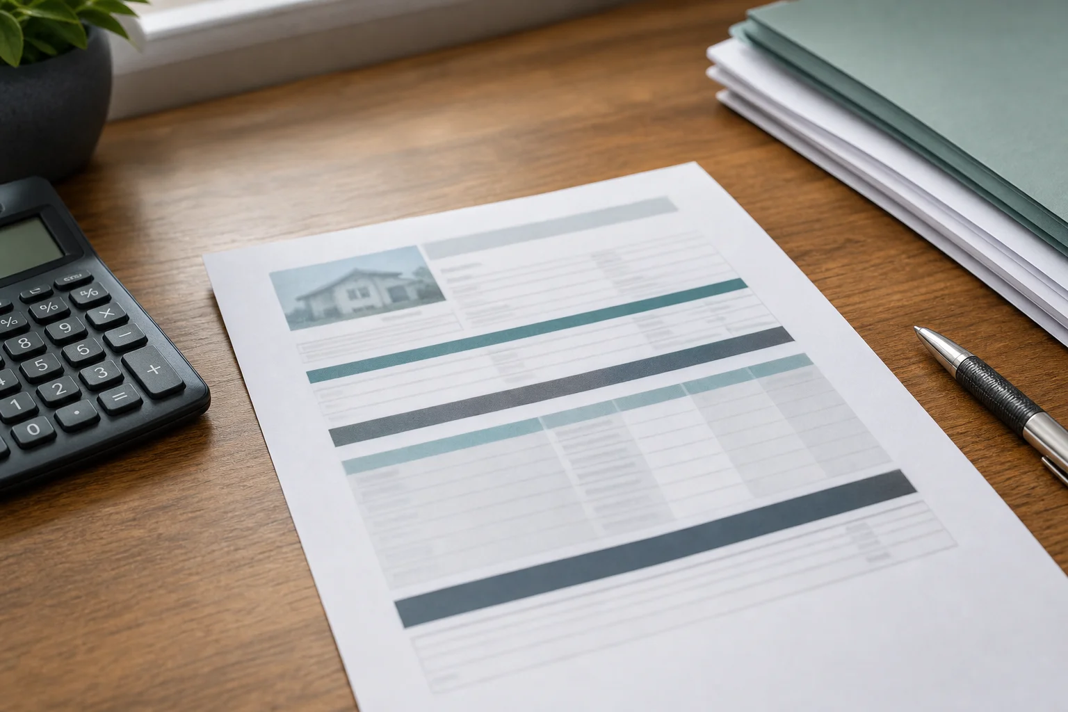 Close-up of a property tax assessment notice and calculator representing property tax accrual review