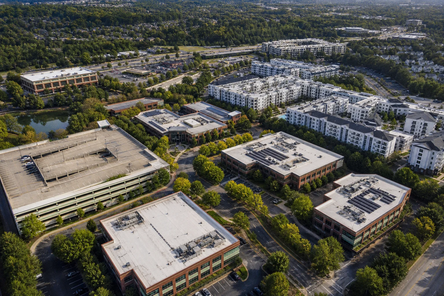 Aerial view of commercial and residential real estate portfolio representing professional real estate CPA services