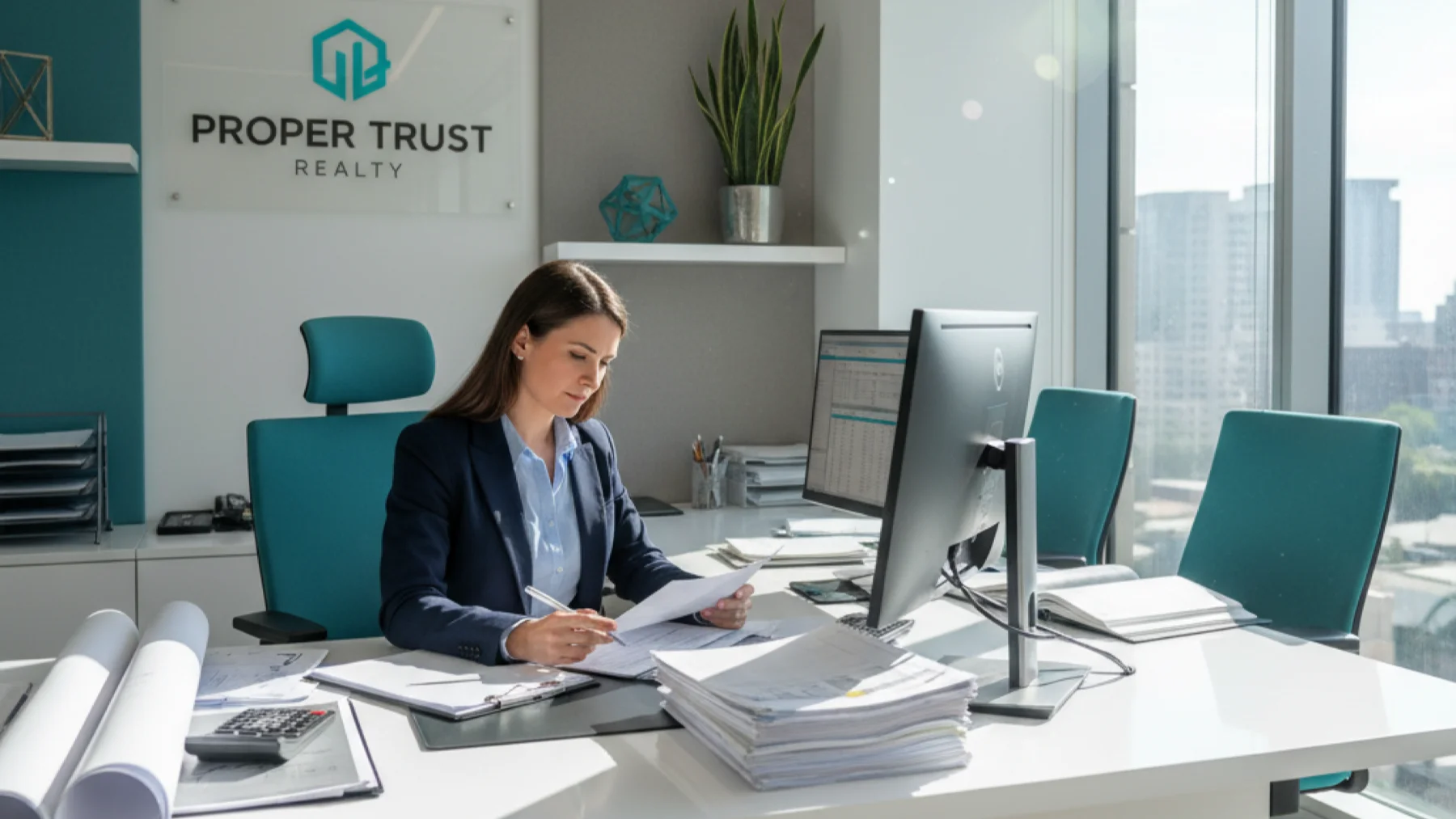 Real estate accountant reviewing tenant improvement allowance accounting decisions for commercial leases